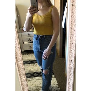 Yellow SHEIN Ribbed Tank Top